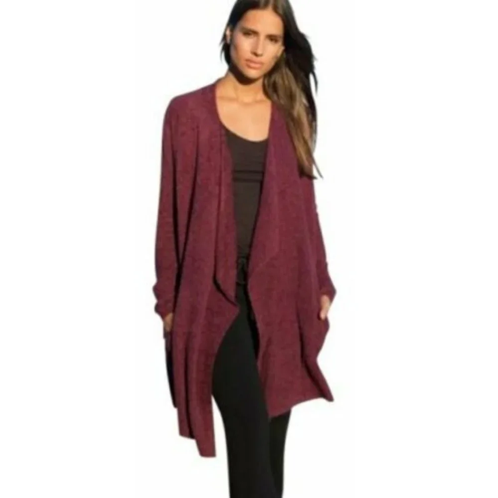 BAREFOOT DREAMS Size S/M Chic Cozy Lite Purple Island Wrap Cardigan - Picture 1 of 7